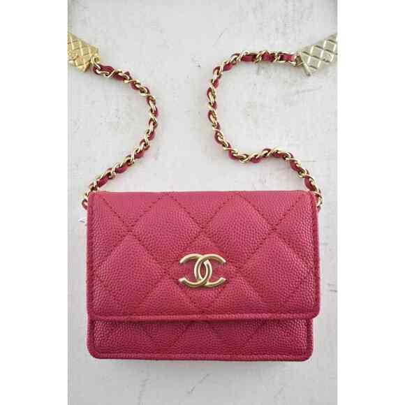 Chanel 21K Pink Caviar WOC Mini Wallet Chain Gold Charm Shoulder Crossbody Bag - Picture 2 of 8